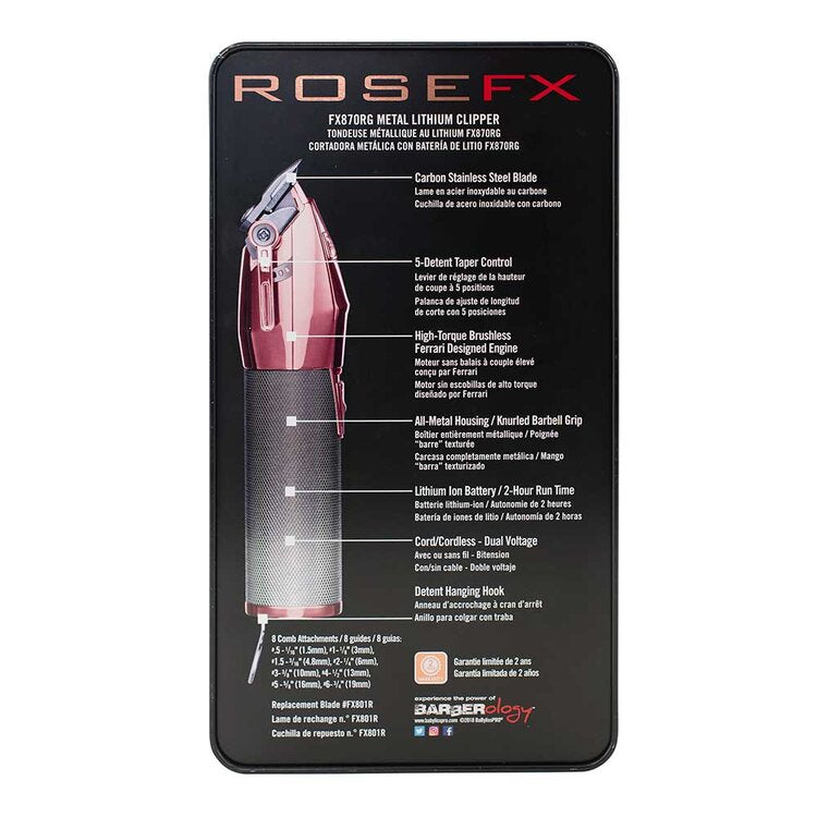 BaBylissPro ROSEFX Metal Lithium Clipper - FX870NRG